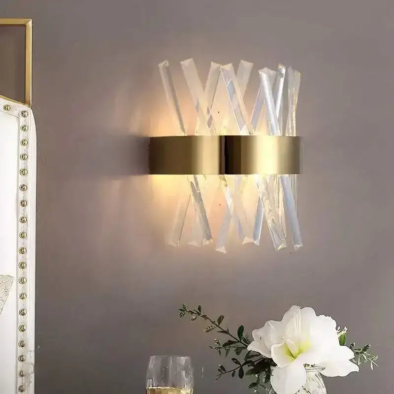 Gold Glass Rod Wall Sconce