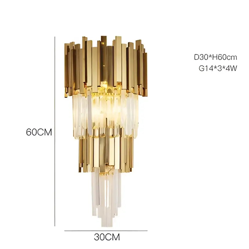 Gold Glass Rod Wall Sconce