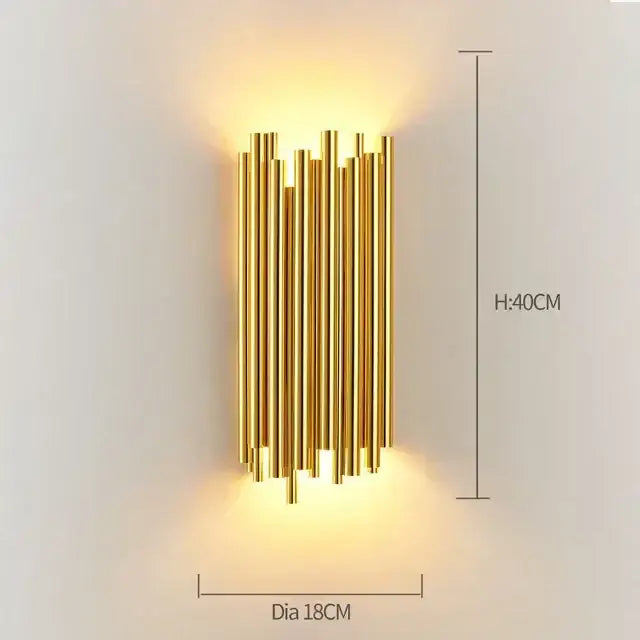 Gold Glass Rod Wall Sconce
