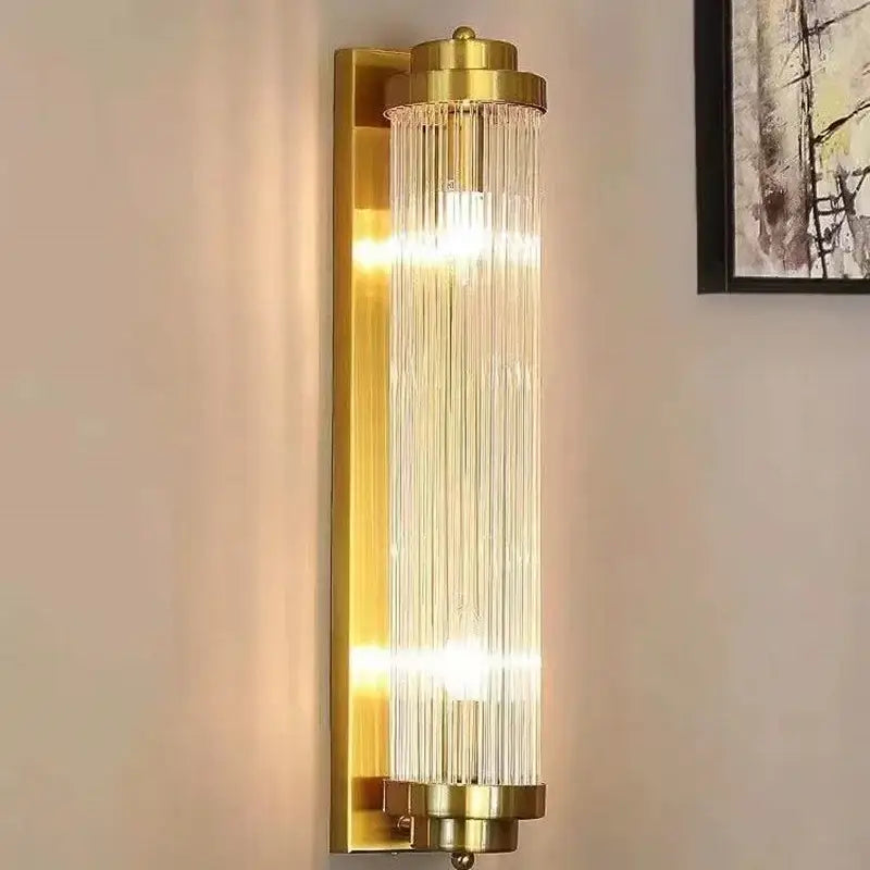 Gold Glass Rod Wall Sconce