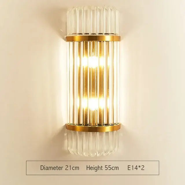 Gold Glass Rod Wall Sconce