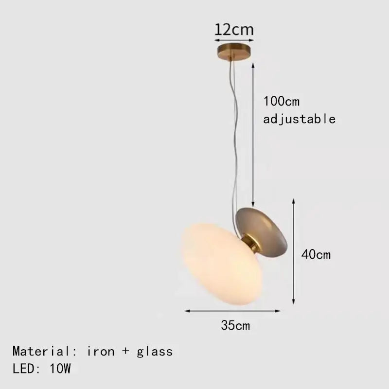 Gold Gray Glass Pendant Light