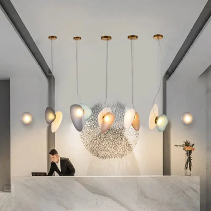 Gold Gray Glass Pendant Light