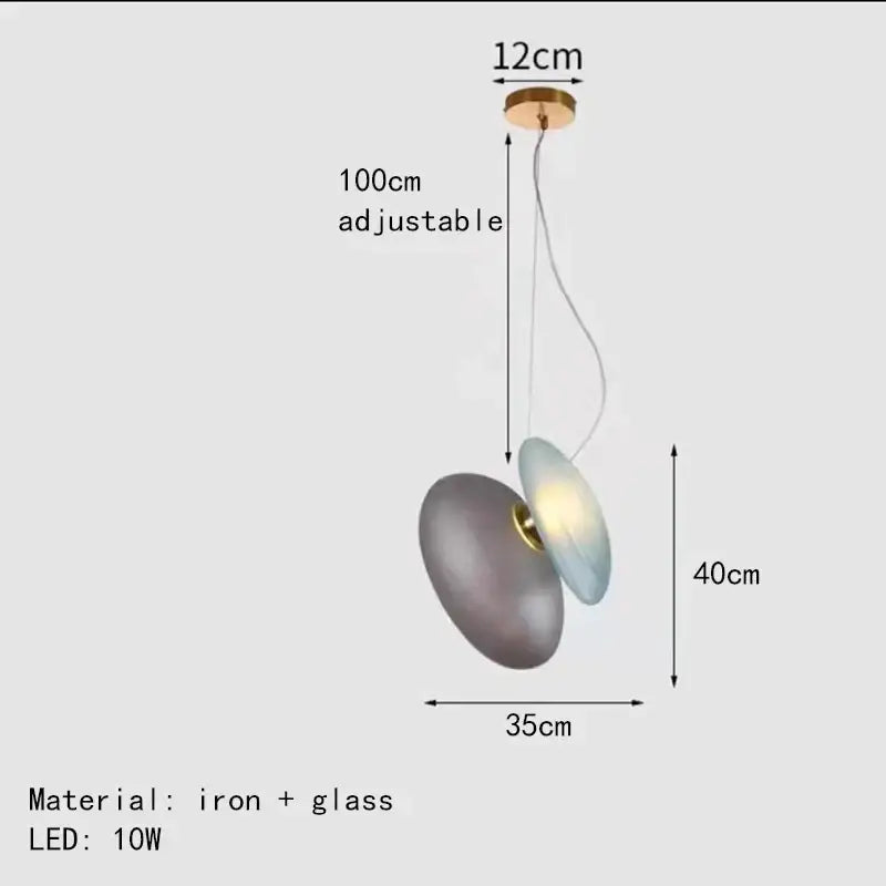Gold Gray Glass Pendant Light