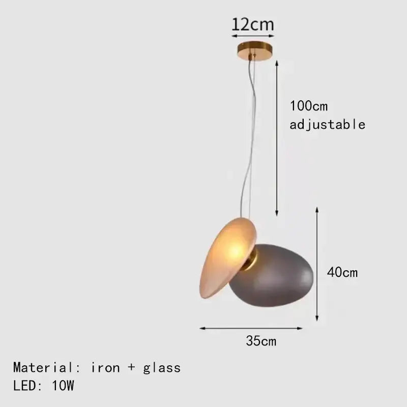 Gold Gray Glass Pendant Light