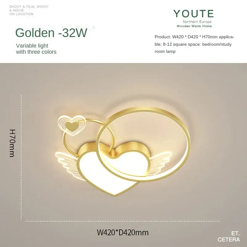 Gold Heart LED Ceiling Light