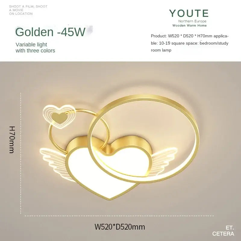 Gold Heart LED Ceiling Light
