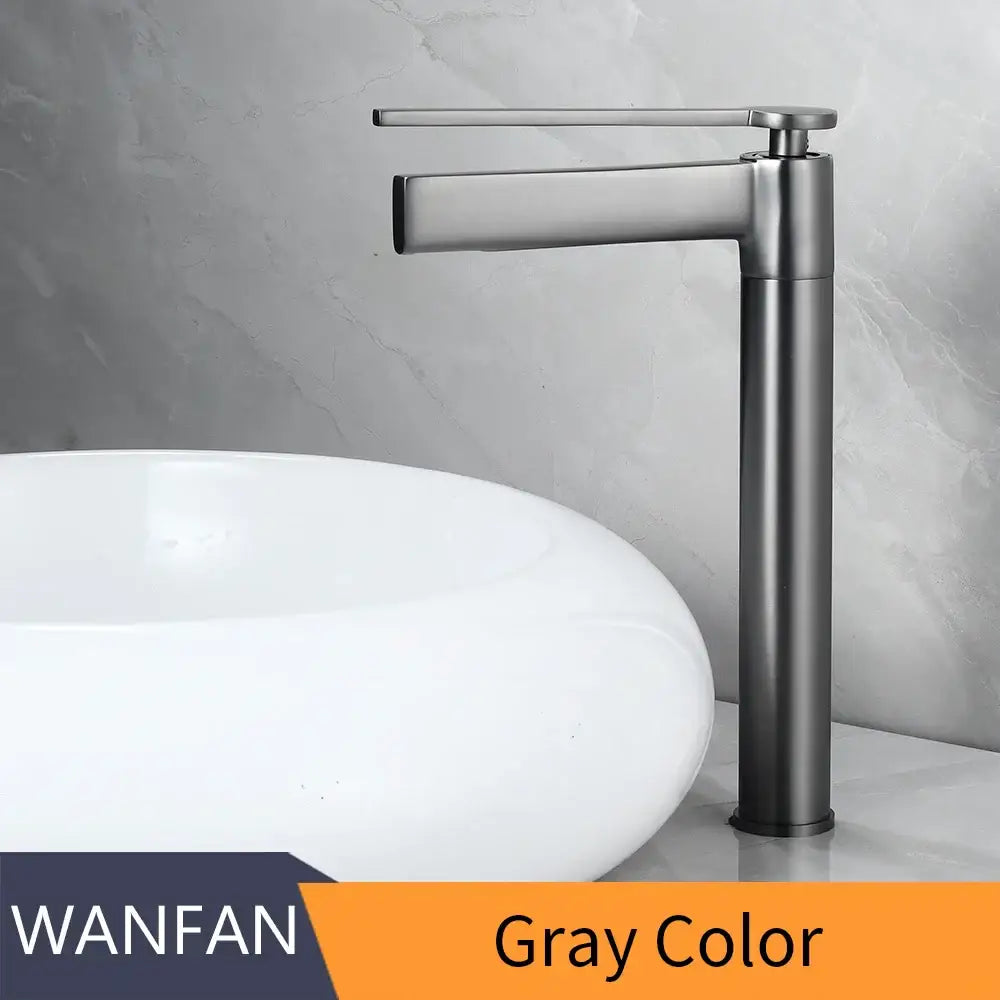 Brushed Gold Basin Faucet with Gray Chrome Option