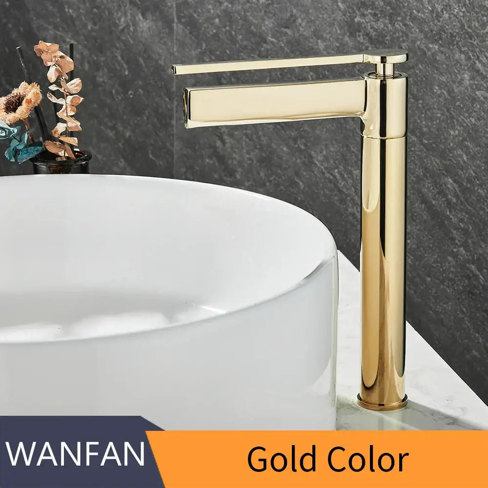 Brushed Gold Basin Faucet with Gray Chrome Option