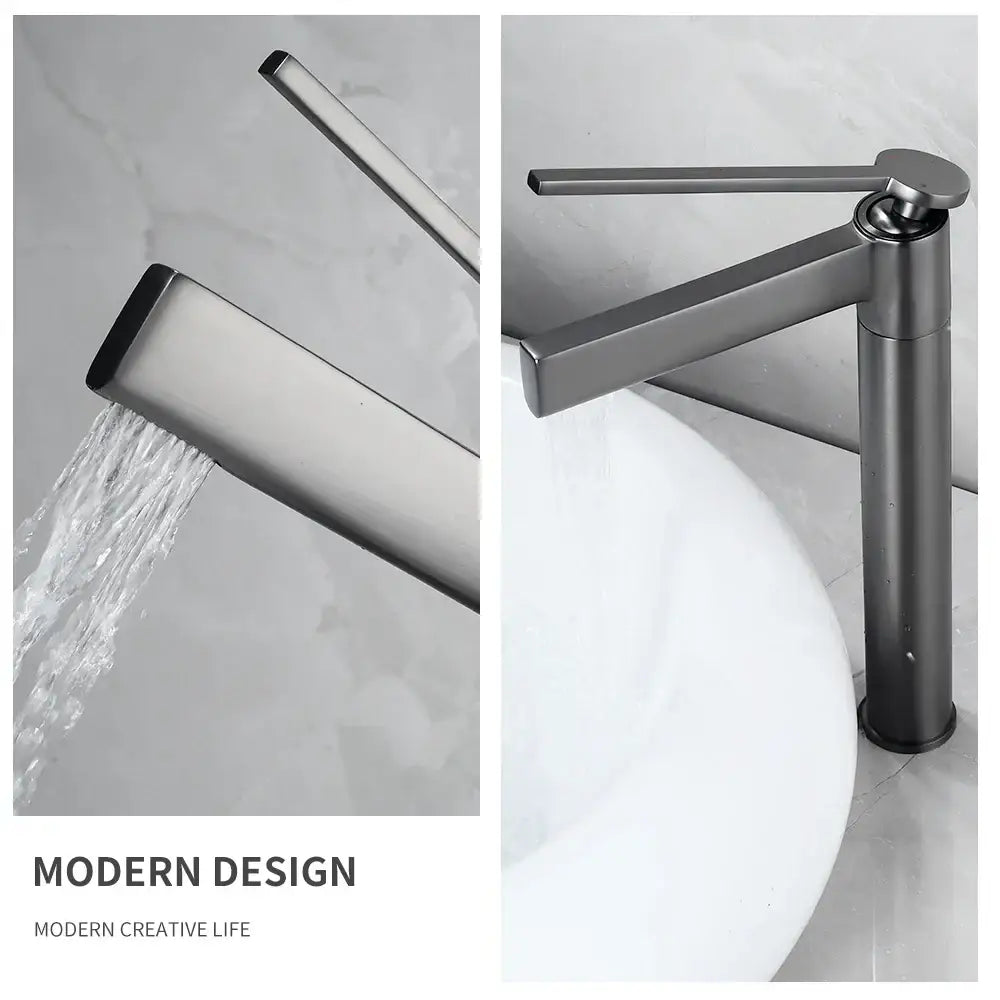 Brushed Gold Basin Faucet with Gray Chrome Option