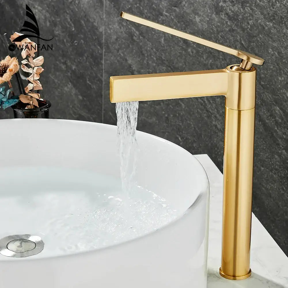Brushed Gold Basin Faucet with Gray Chrome Option