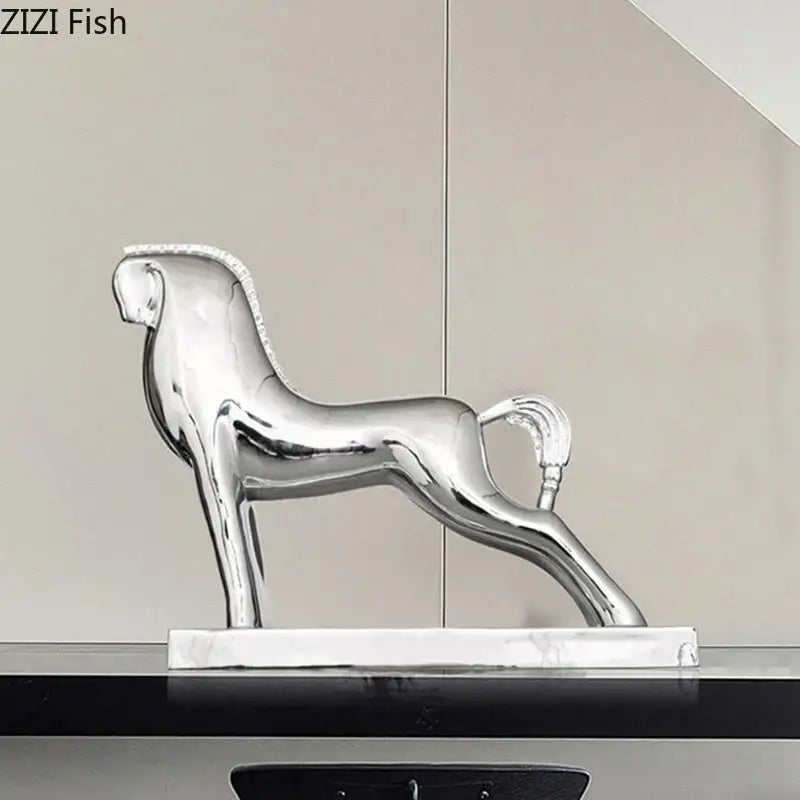 Gold Resin Horse Sculpture with Intricate Detail