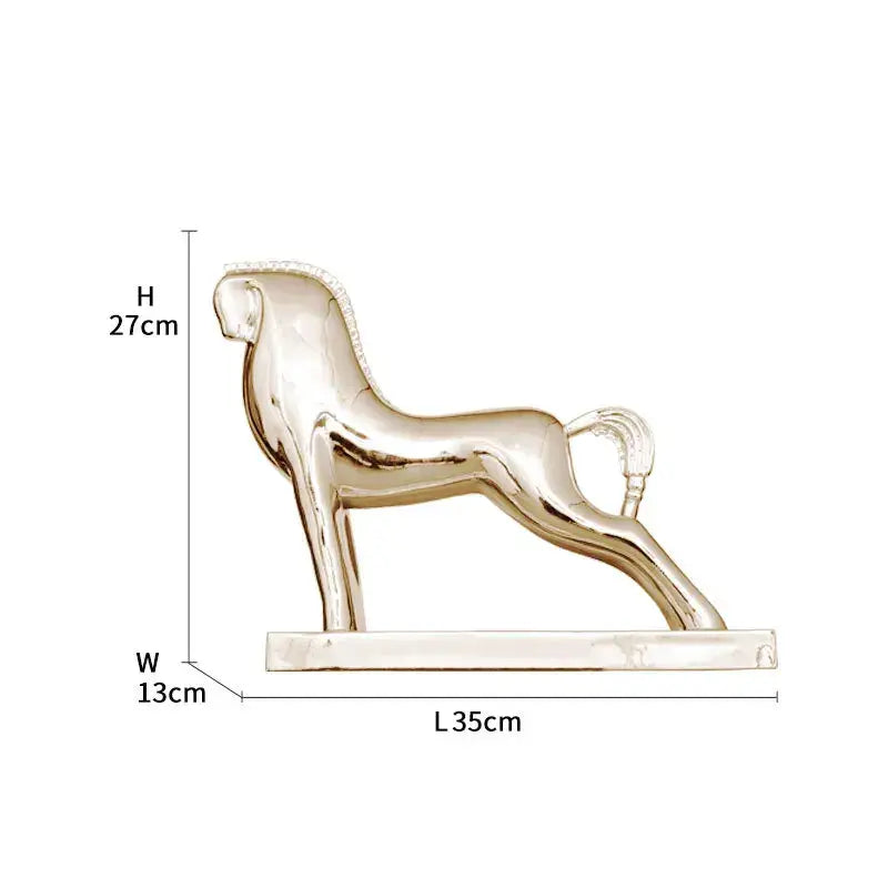 Gold Resin Horse Sculpture with Intricate Detail