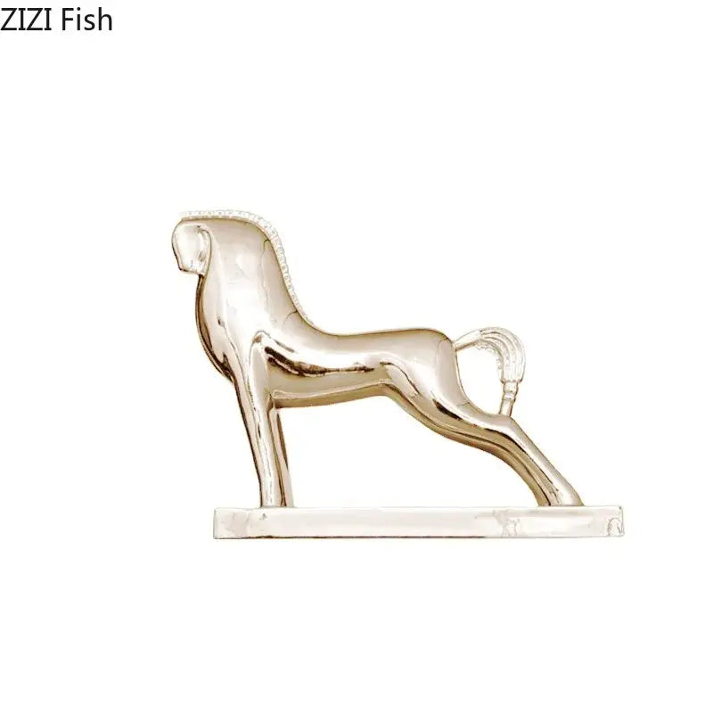 Gold Resin Horse Sculpture with Intricate Detail