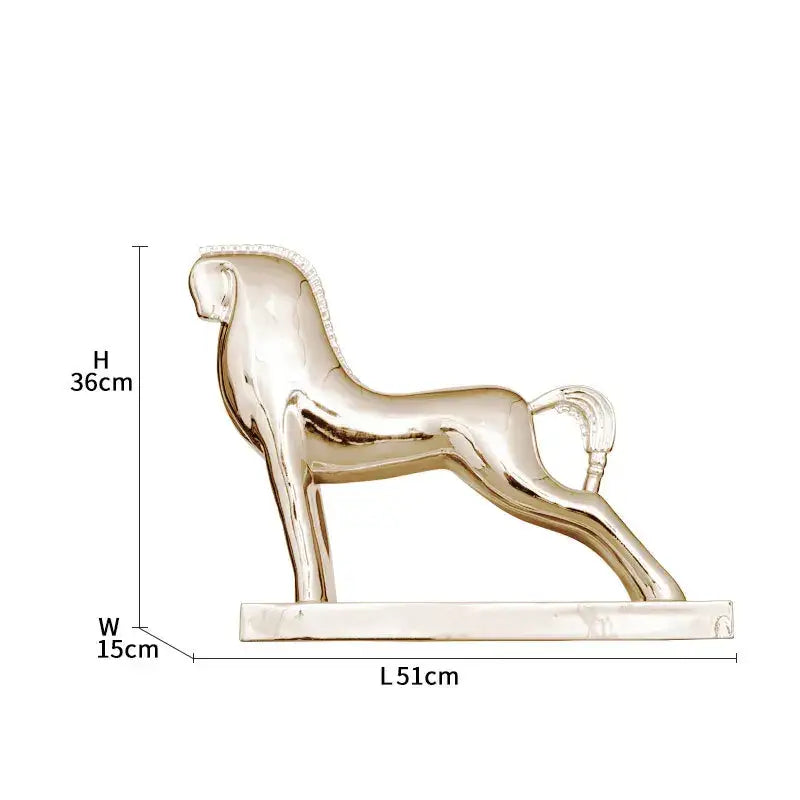 Gold Resin Horse Sculpture with Intricate Detail