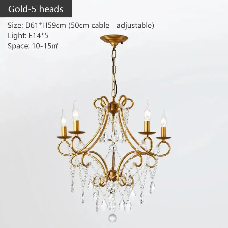 Gold Crystal Chandelier 8-Head Certified Safety