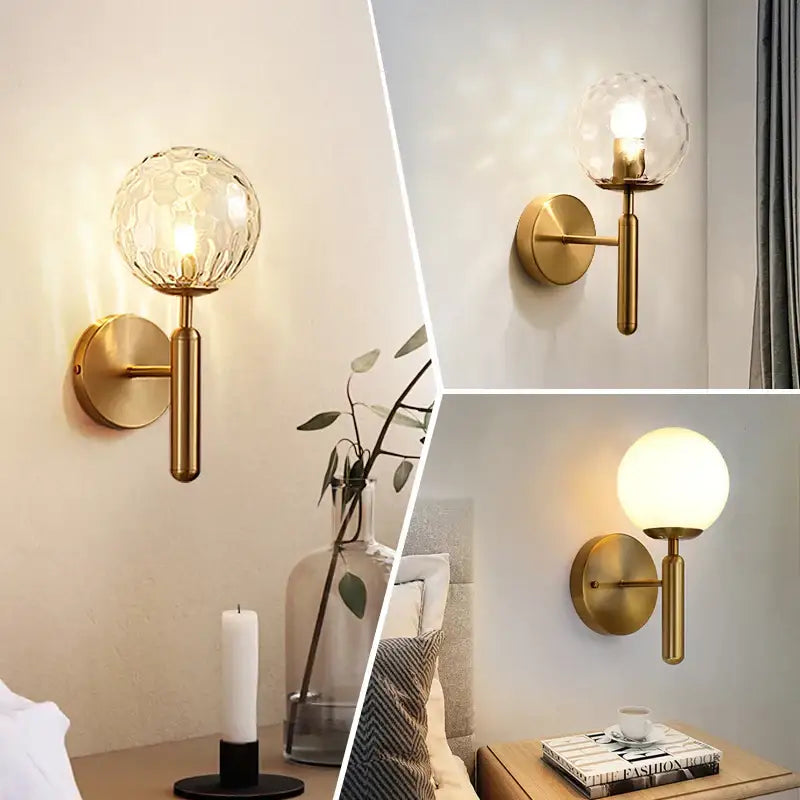 Gold Textured Glass Sconce for Bedrooms and Living Areas