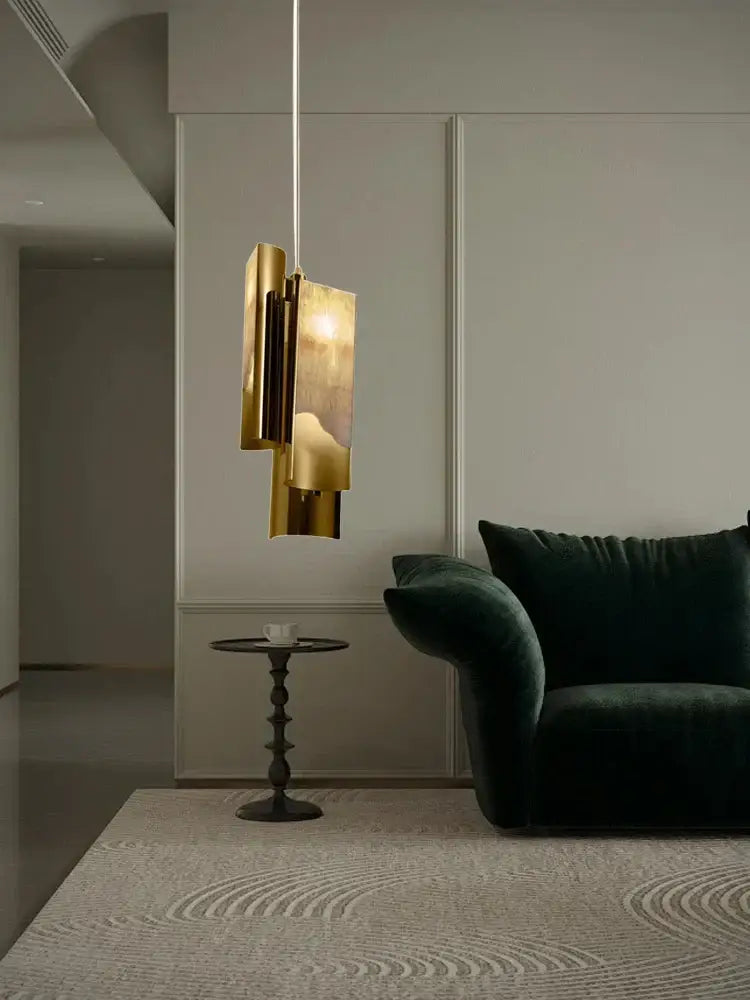 Gold Marble Pendant Light Italian Geometric Design