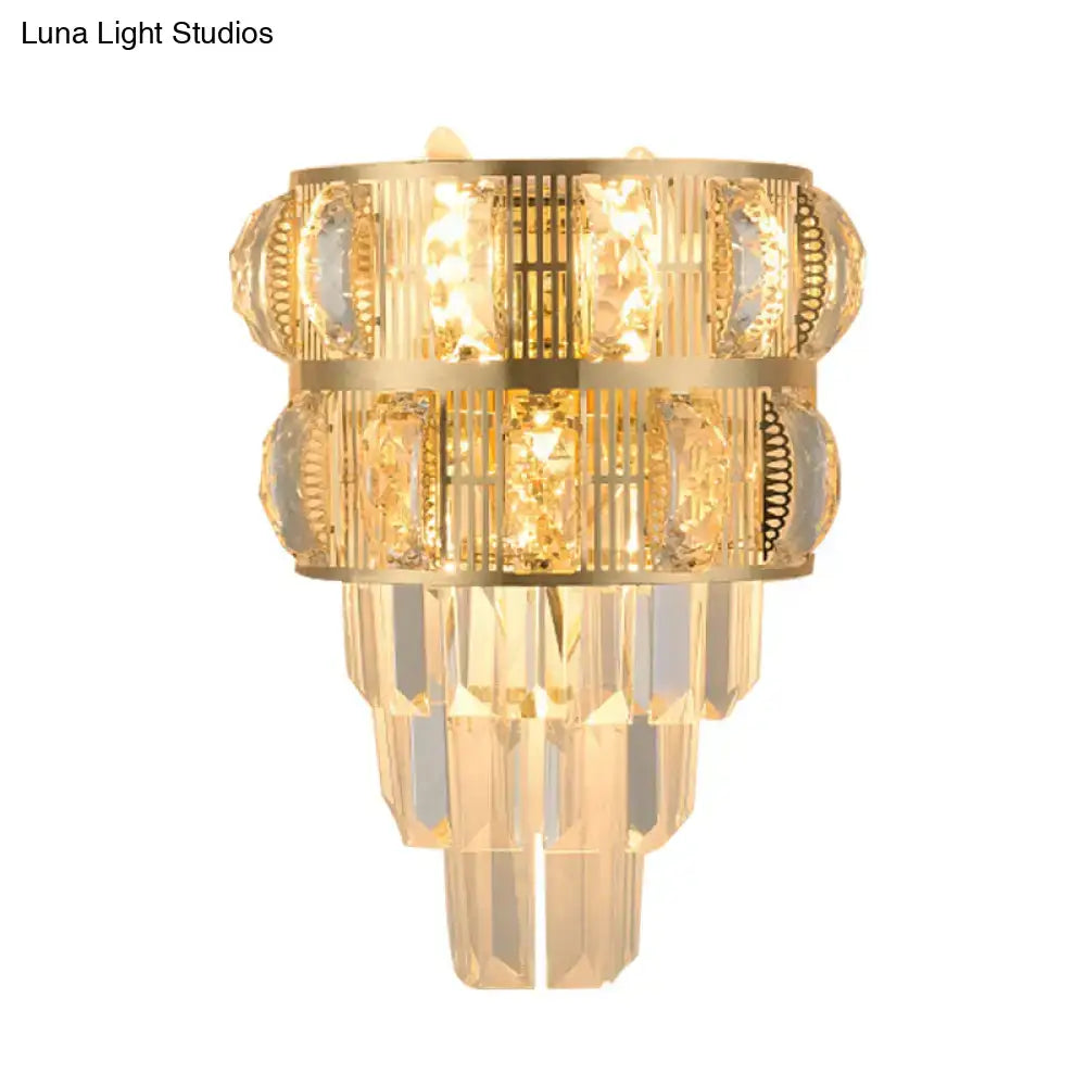 Gold Crystal Layered K9 Wall Sconce