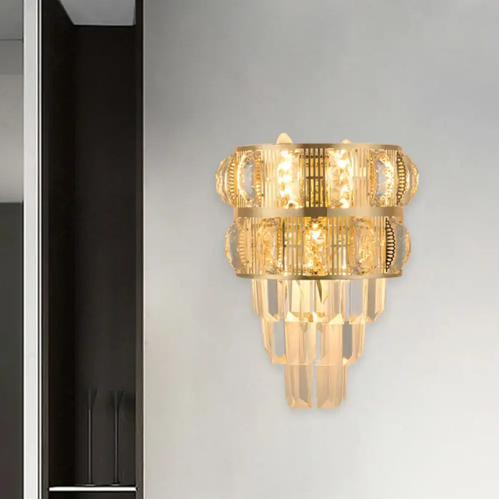 Gold Crystal Layered K9 Wall Sconce