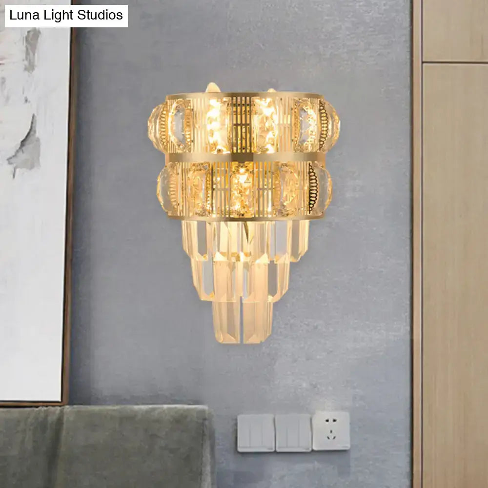 Gold Crystal Layered K9 Wall Sconce