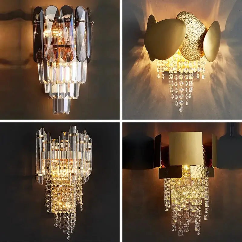 Gold Crystal Wall Lamp 26x40 for Bedrooms