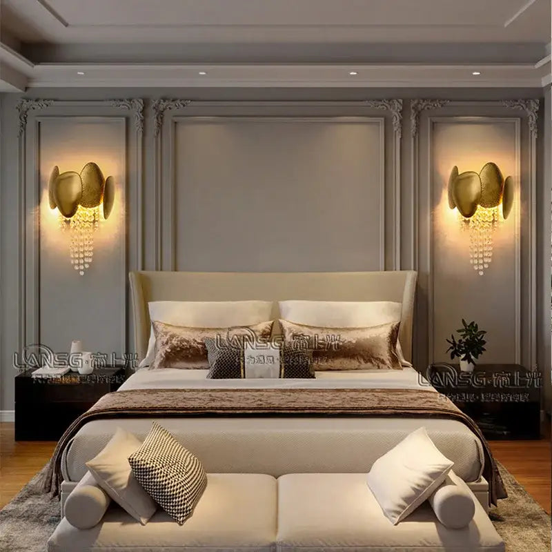 Gold Crystal Wall Lamp 26x40 for Bedrooms