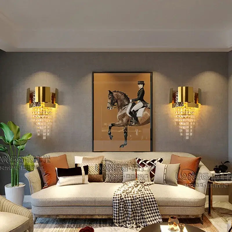 Gold Crystal Wall Lamp 26x40 for Bedrooms