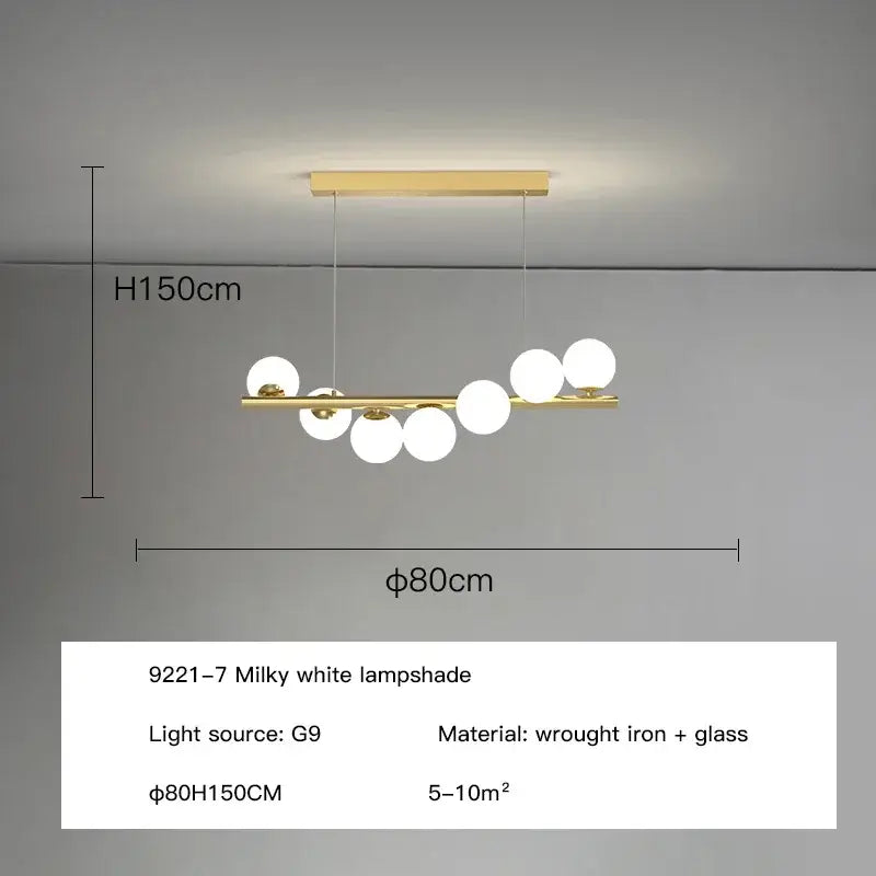 Gold Glass Ball Chandelier with Multiple Head Options