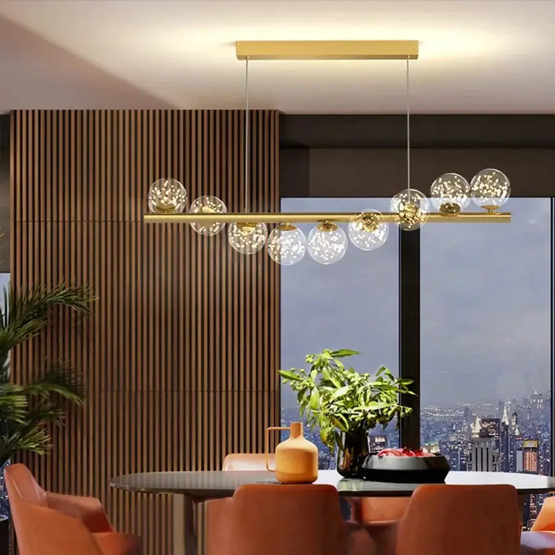Gold Glass Ball Chandelier with Multiple Head Options