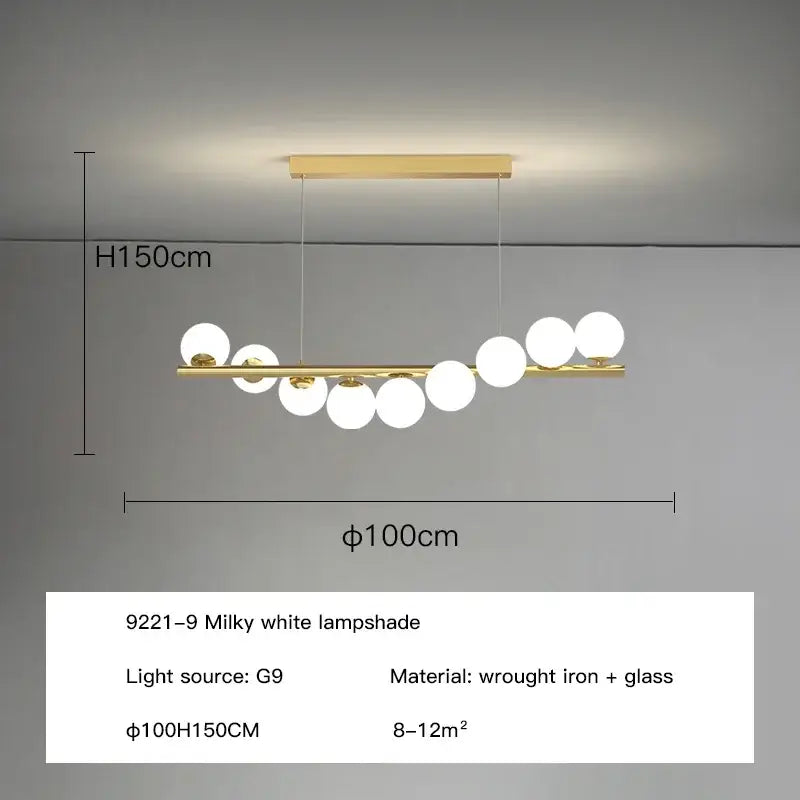 Gold Glass Ball Chandelier with Multiple Head Options