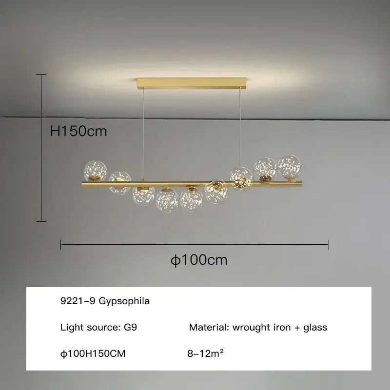 Gold Glass Ball Chandelier with Multiple Head Options