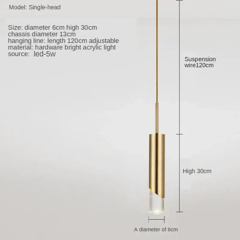 Gold Cylindrical Pendant Light Gold or Black