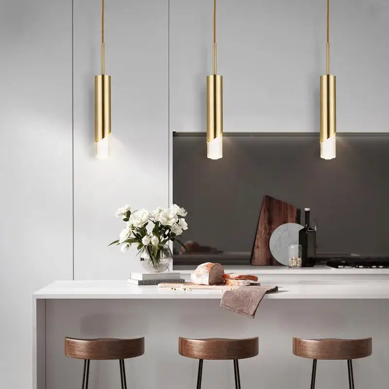 Gold Cylindrical Pendant Light Gold or Black