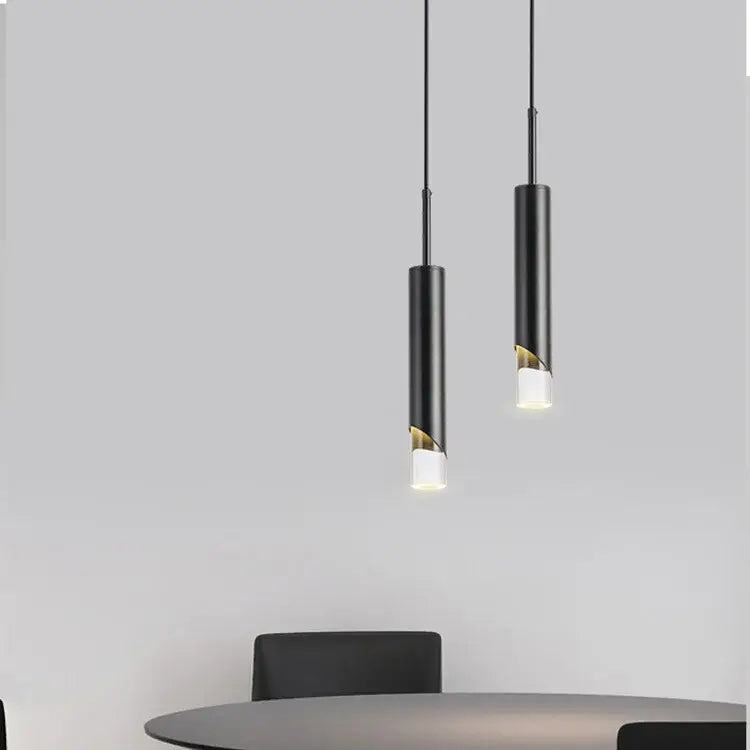 Gold Cylindrical Pendant Light Gold or Black