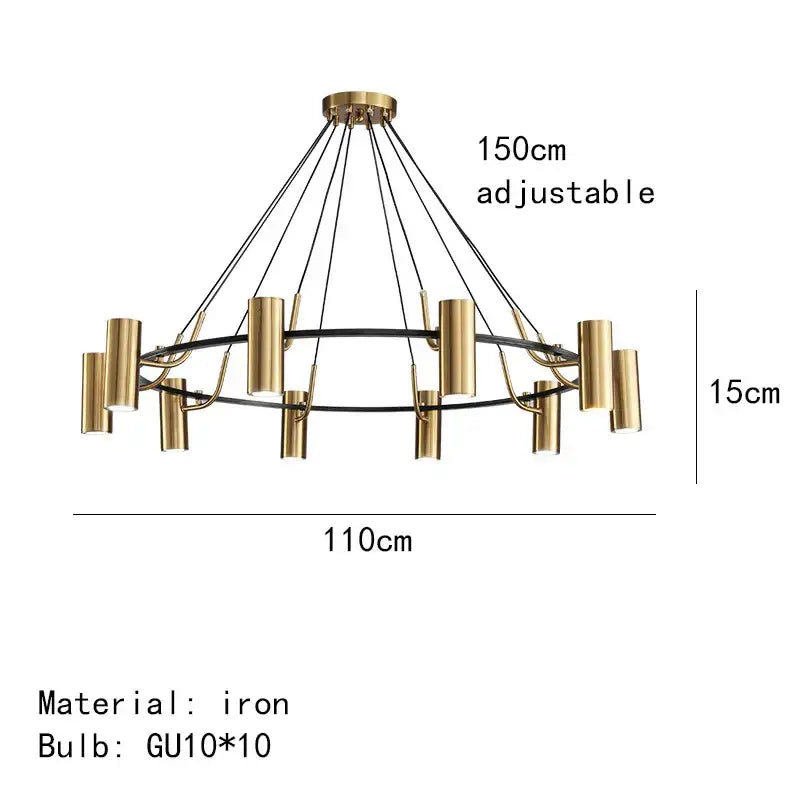 Gold LED Ring Chandelier 6 To 10 Lights