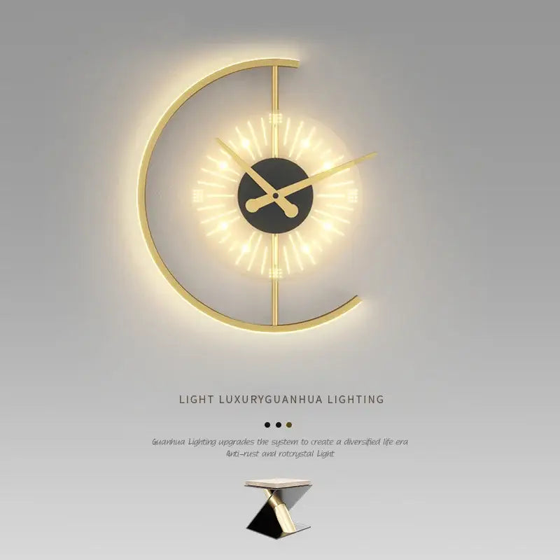 Gold LED Clock Sconce