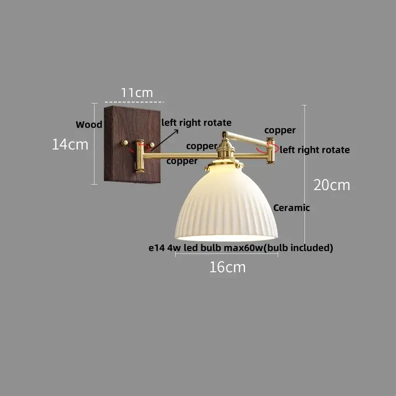 Gold Ribbed Copper Reading Wall Lamp