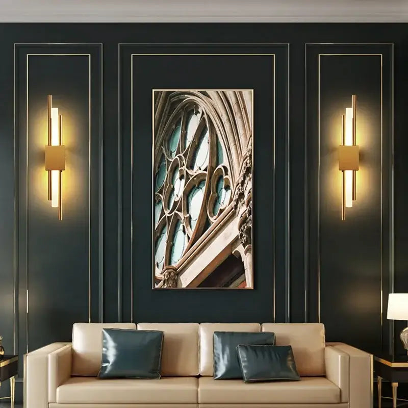 Gold Vertical Wall Sconce Left or Right Mount