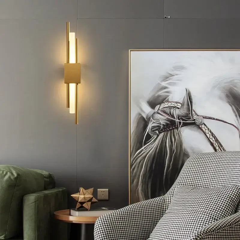 Gold Vertical Wall Sconce Left or Right Mount