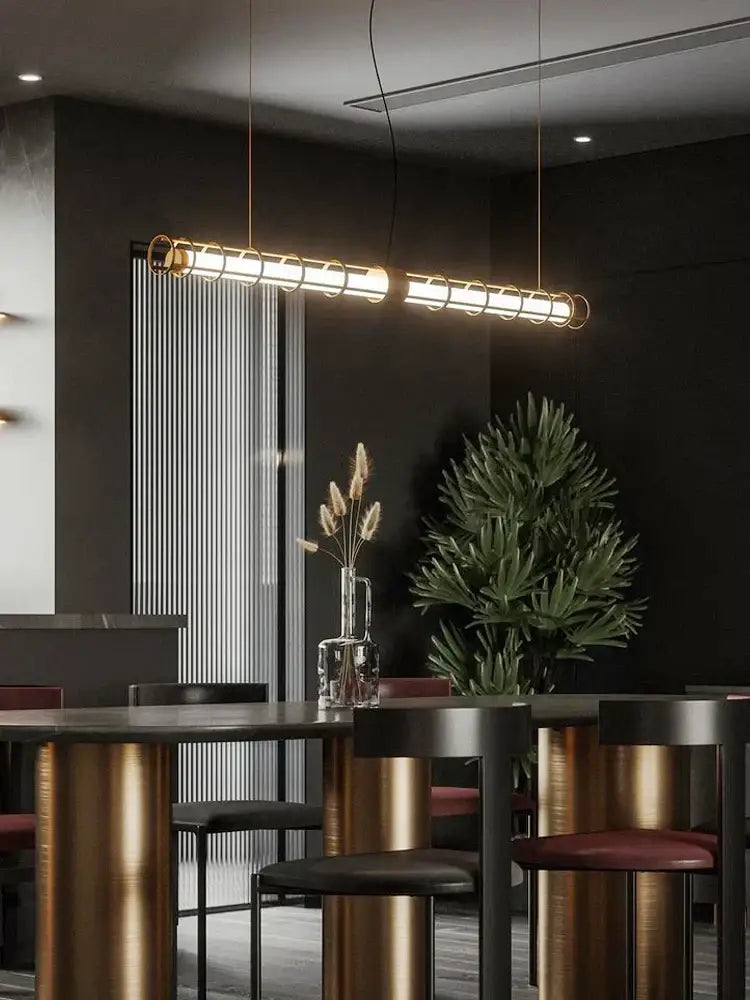 Gold Glass Chandelier Pendant with Steel Frame