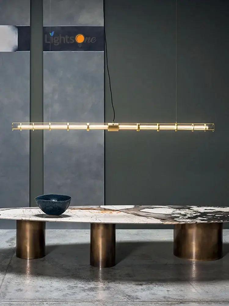 Gold Glass Chandelier Pendant with Steel Frame