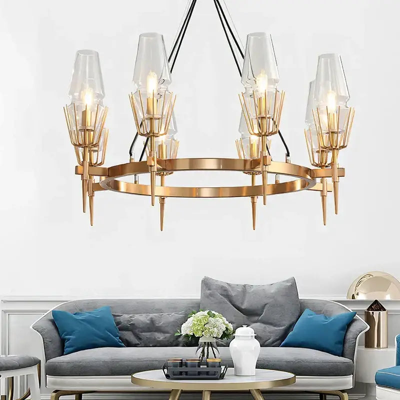 Gold Glass Dining Chandelier