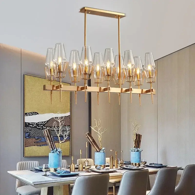 Gold Glass Dining Chandelier