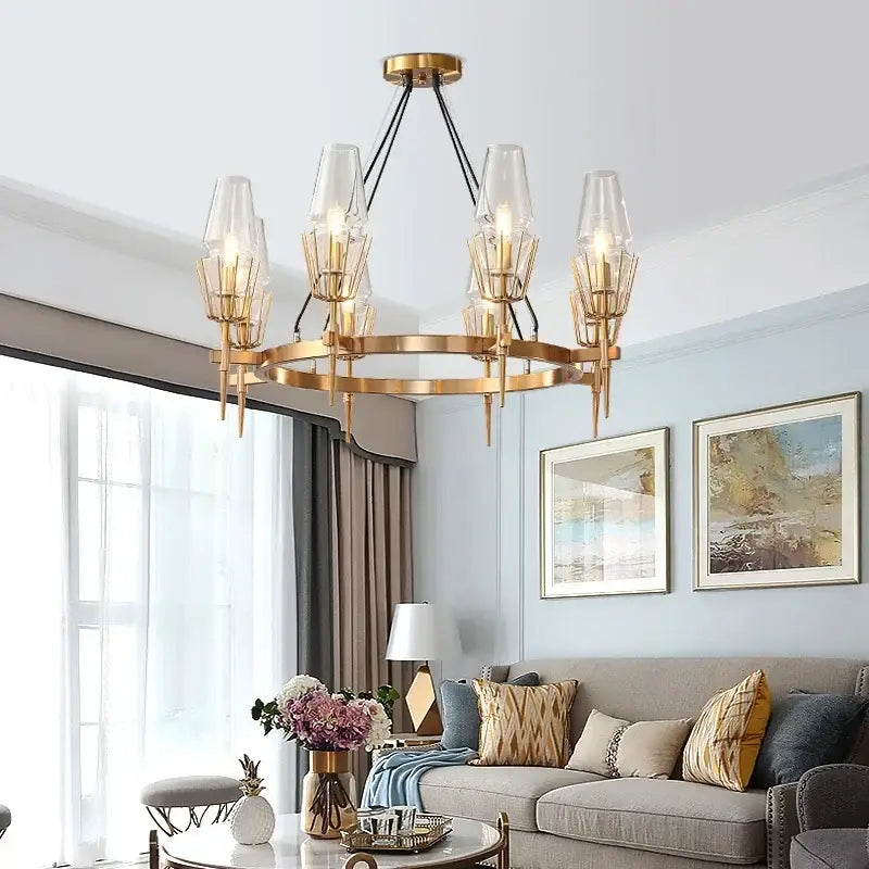 Gold Glass Dining Chandelier