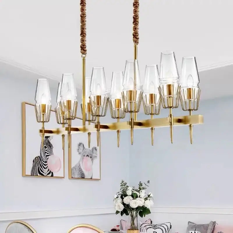 Gold Glass Dining Chandelier