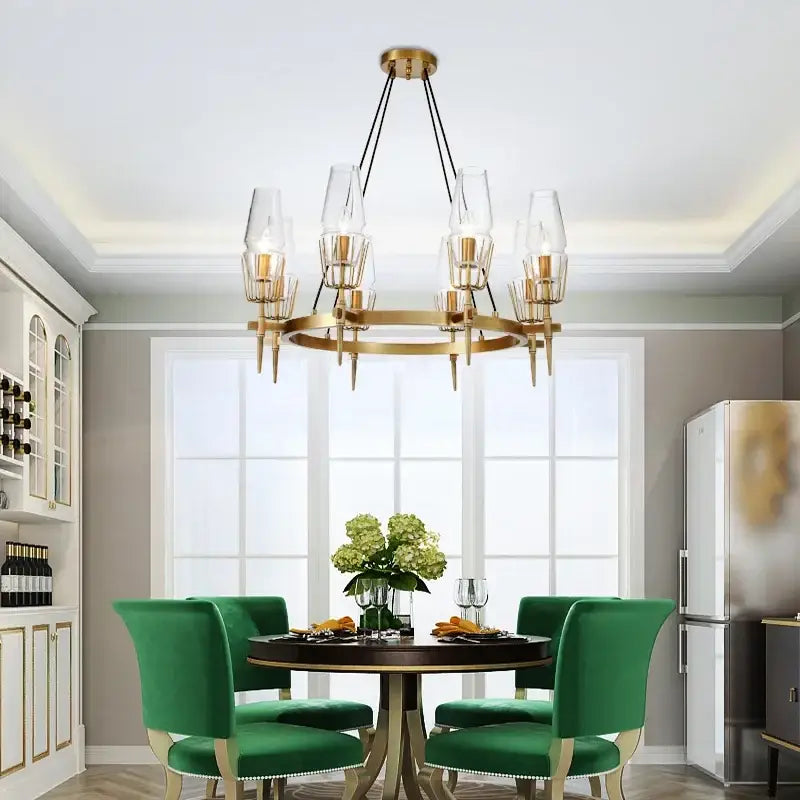 Gold Glass Dining Chandelier