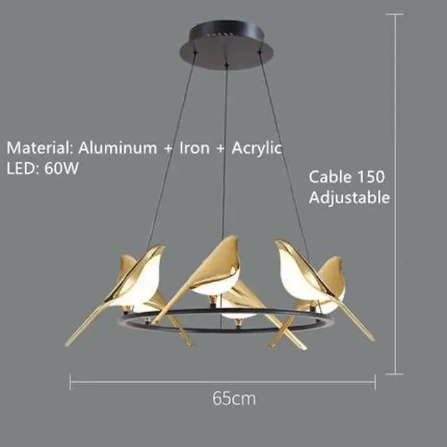 Gold Magpie Bird Chandelier