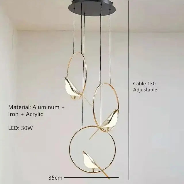 Gold Magpie Bird Chandelier