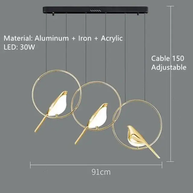 Gold Magpie Bird Chandelier